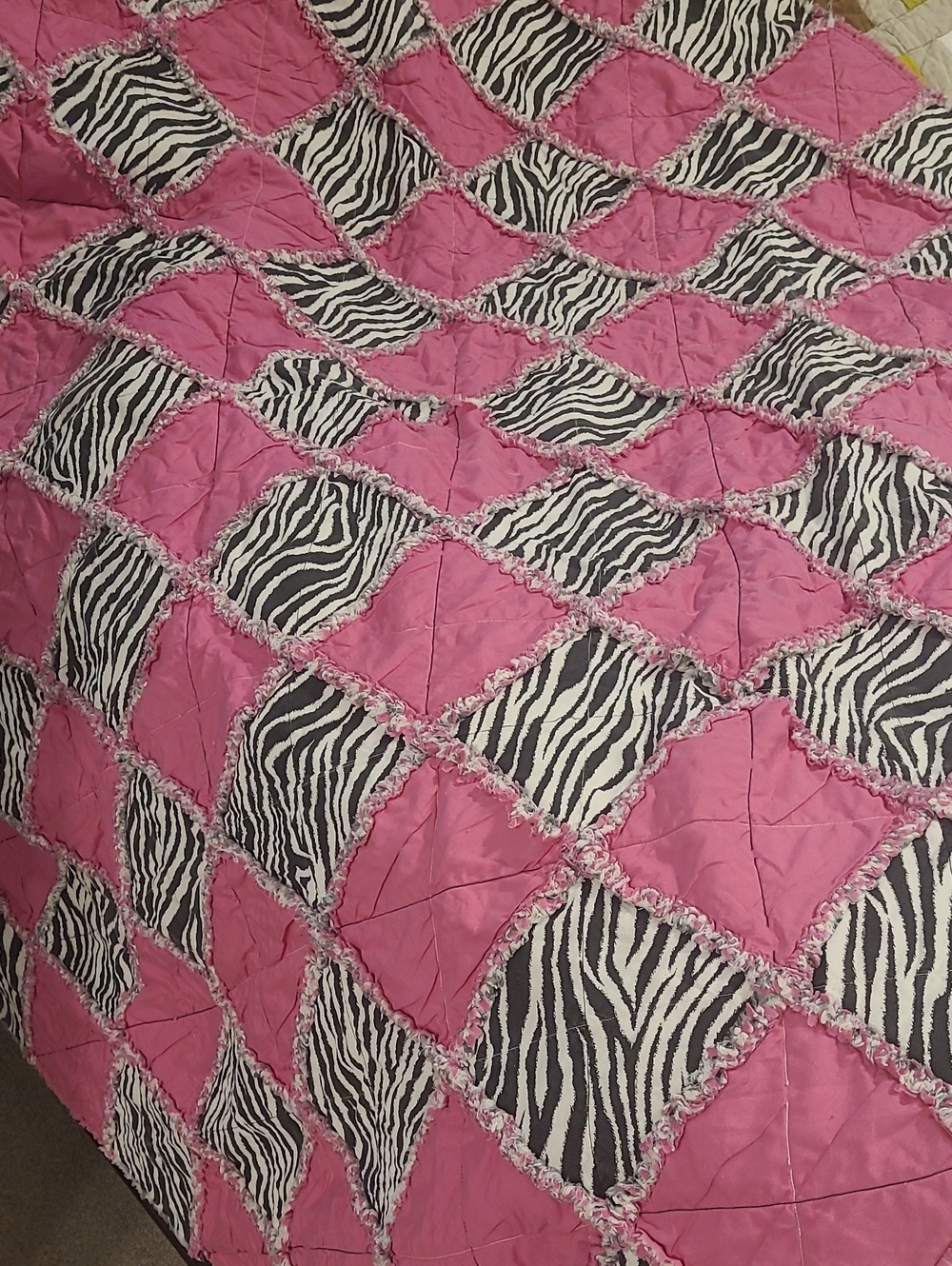 Pink Zebra Patchwork Rag Quilt - Unbranded